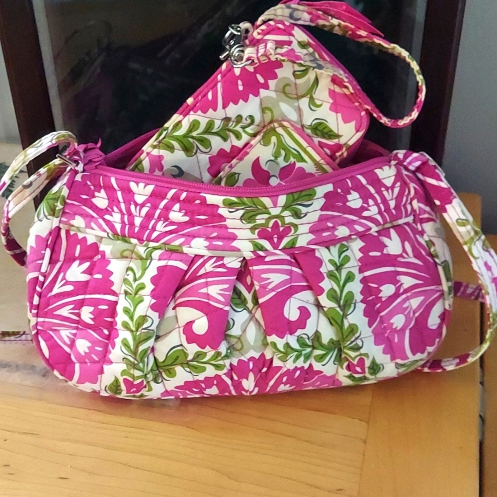 VERA BRADLEY "Julep Tulip" Frannie Bag & Wallet Set